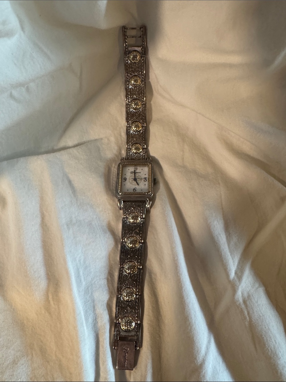 Brighton “Palm Springs” Two Tone Engraved Bracelet Clasp with Gold Accents